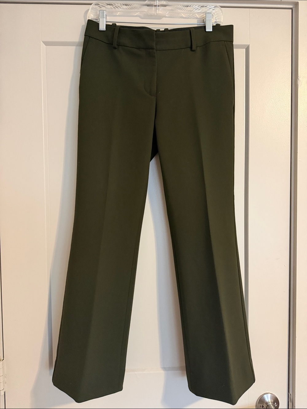 Women's Ann Taylor Dark Olive Straight-Leg Dress Pants